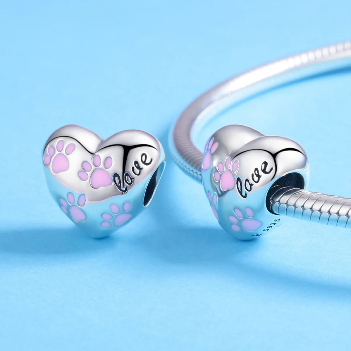 Amarante Jewelry Love Pink Paw Prints Heart Charm