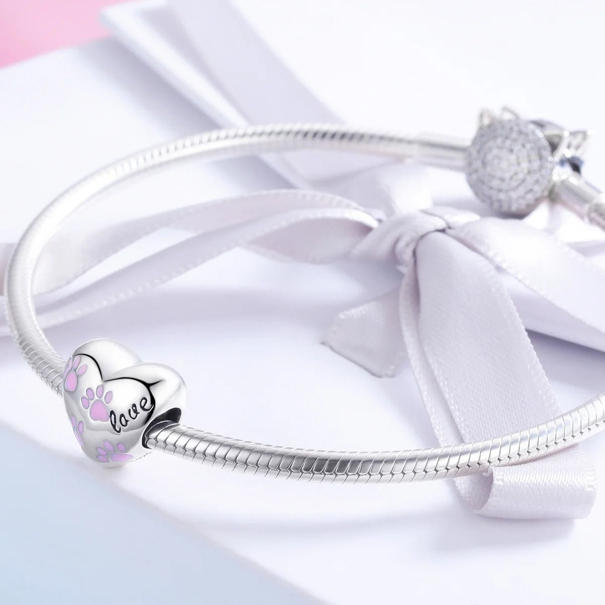 Amarante Jewelry Love Pink Paw Prints Heart Charm