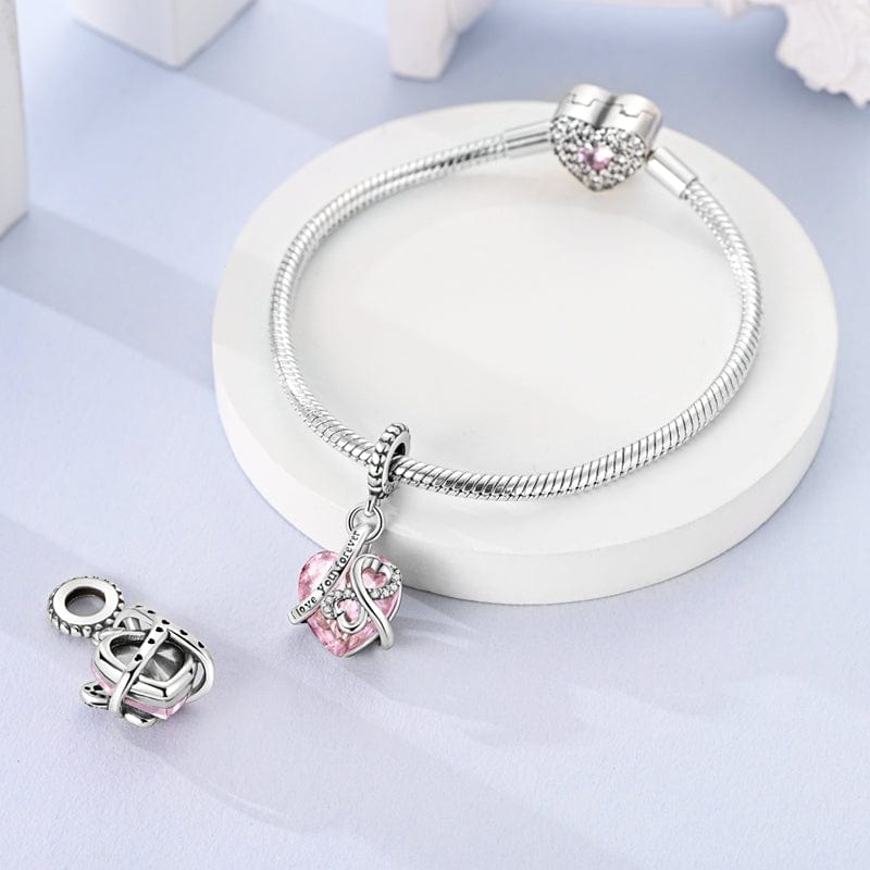 Amarante Jewelry Love You Forever Pink Heart Charm