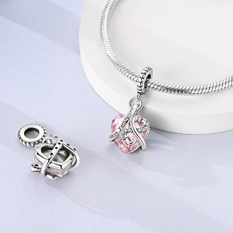 Amarante Jewelry Love You Forever Pink Heart Charm