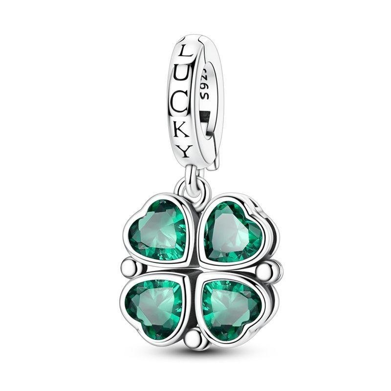 Amarante Jewelry Lucky Clover Green Heart Dangle Charm