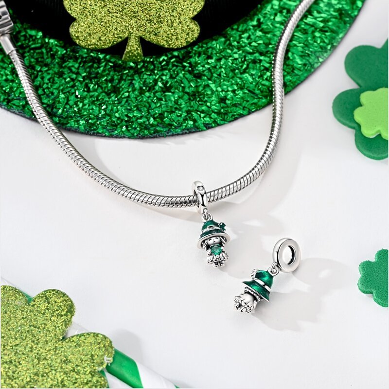 Amarante Jewelry Lucky Girl with Green Heart Dangle Charm