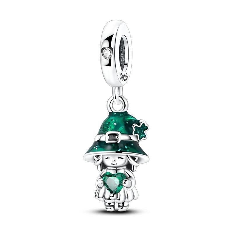 Amarante Jewelry Lucky Girl with Green Heart Dangle Charm