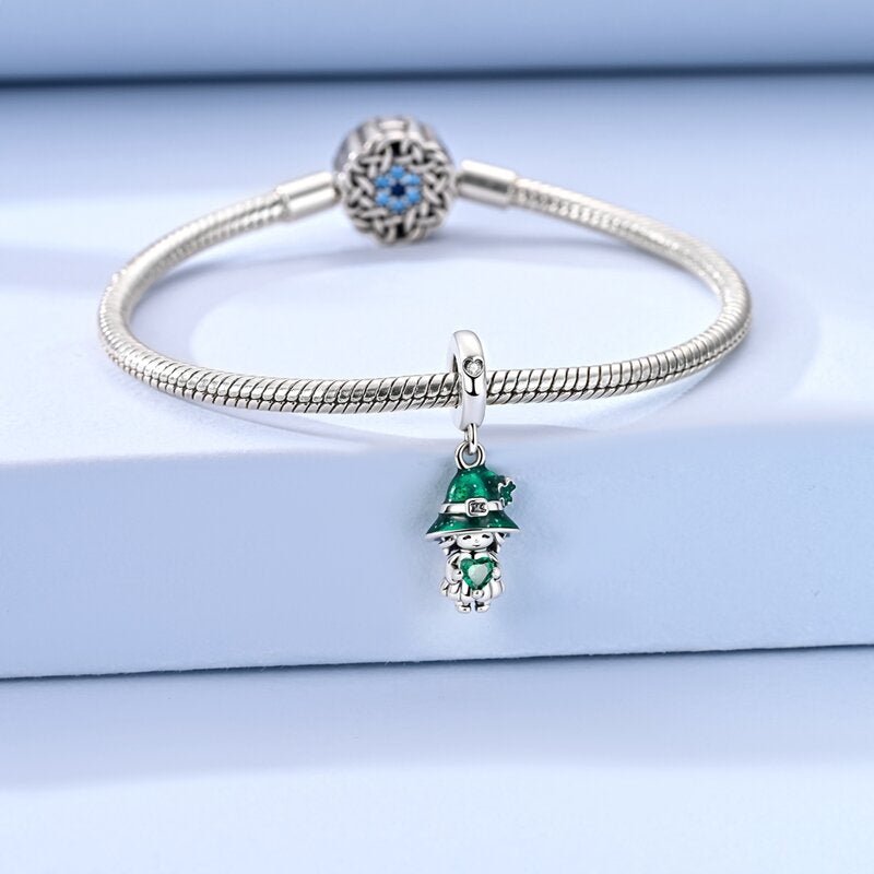 Amarante Jewelry Lucky Girl with Green Heart Dangle Charm