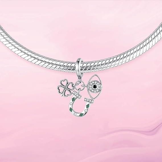 Amarante Jewelry Lucky Horseshoe, Clover, and Evil Eye Charm