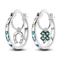 Amarante Jewelry Lucky Horseshoe & Clover Hoop Earrings with Multicolored Heart Accents