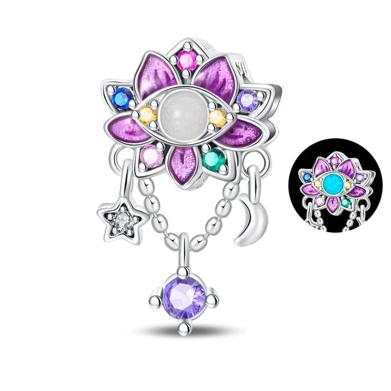 Amarante Jewelry Luminous Celestial Lotus Charm with Moon and Star Accents