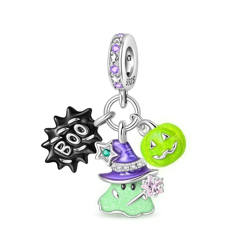 Amarante Jewelry Luminous Halloween Charm, Witchy Ghost and Pumpkin Delight