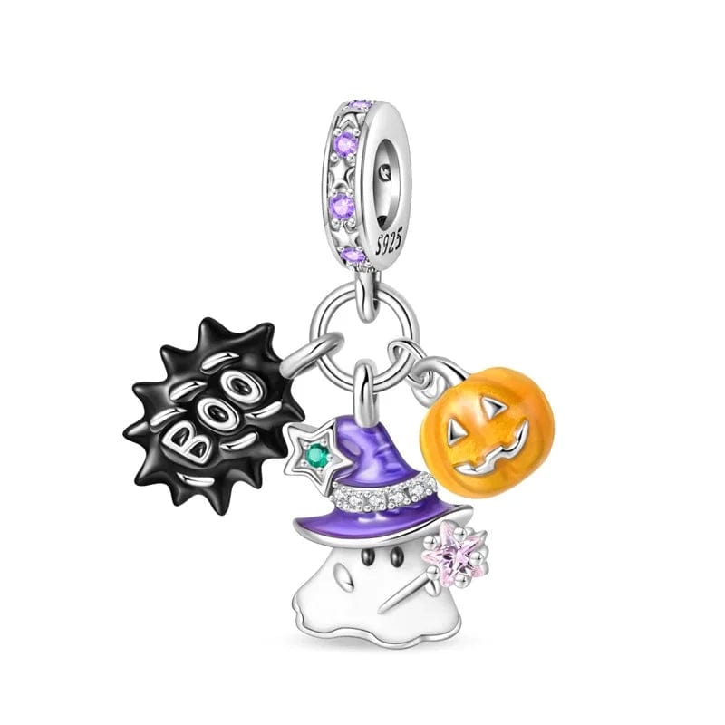Amarante Jewelry Luminous Halloween Charm, Witchy Ghost and Pumpkin Delight