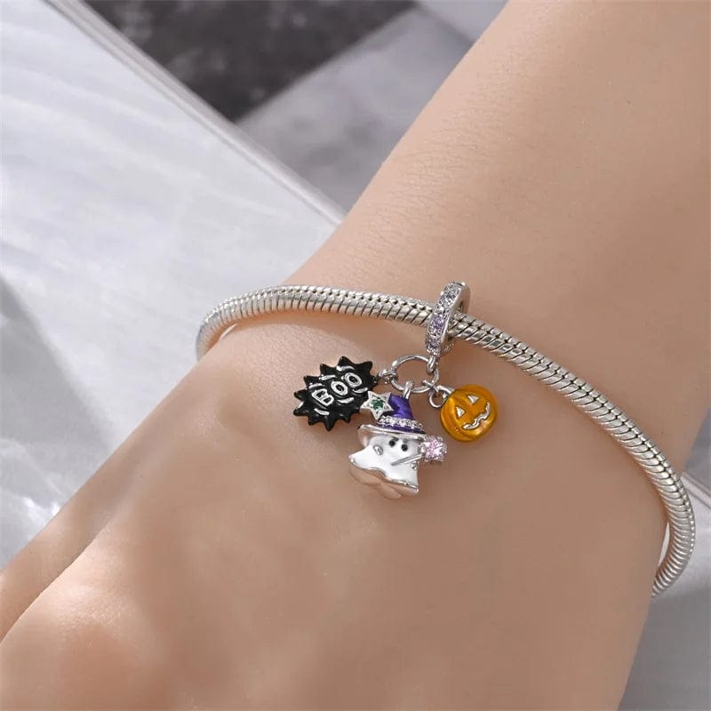 Amarante Jewelry Luminous Halloween Charm, Witchy Ghost and Pumpkin Delight