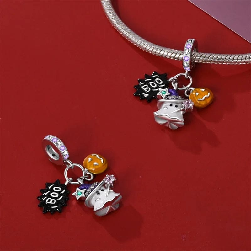 Amarante Jewelry Luminous Halloween Charm, Witchy Ghost and Pumpkin Delight