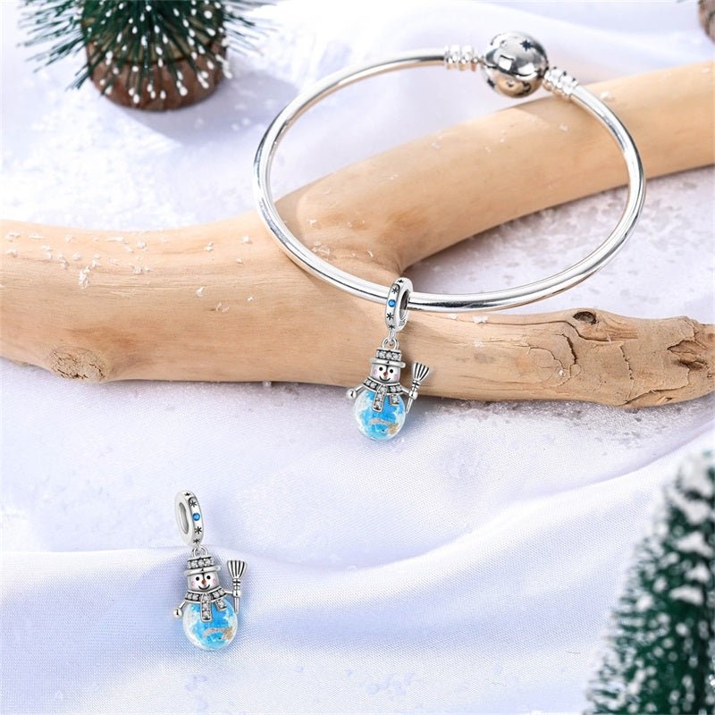 Amarante Jewelry Luminous Snowman with Blue Globe Dangle Charm
