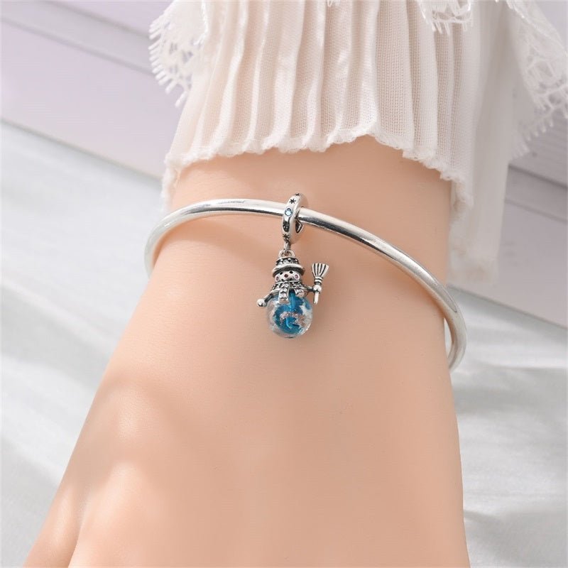 Amarante Jewelry Luminous Snowman with Blue Globe Dangle Charm