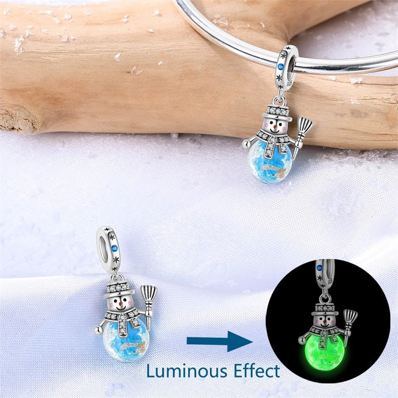 Amarante Jewelry Luminous Snowman with Blue Globe Dangle Charm