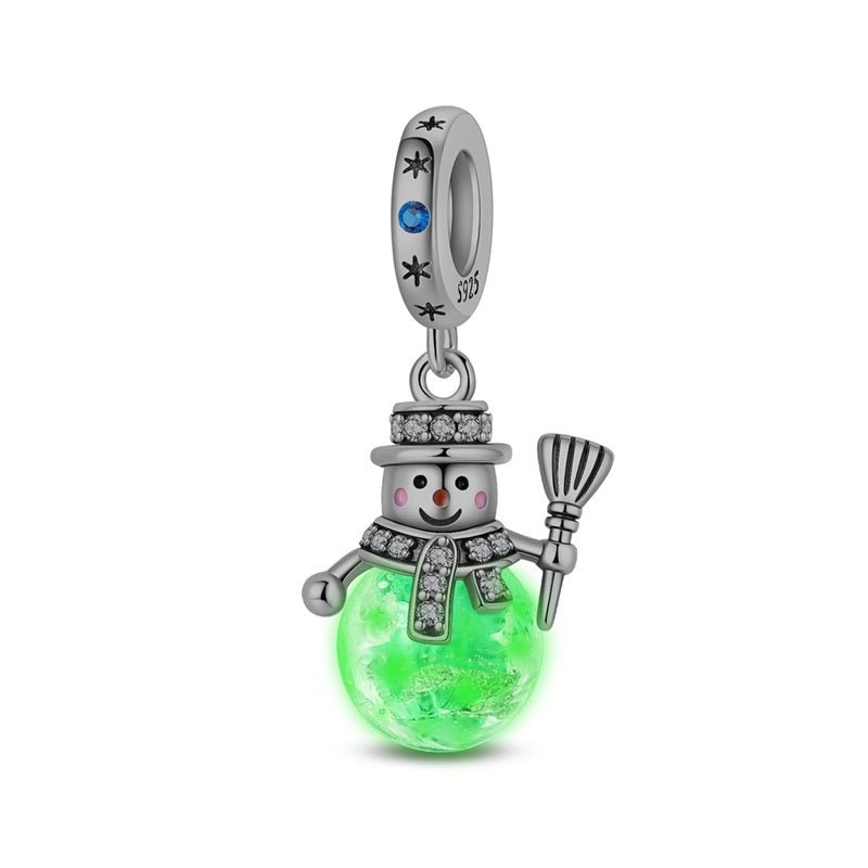 Amarante Jewelry Luminous Snowman with Blue Globe Dangle Charm