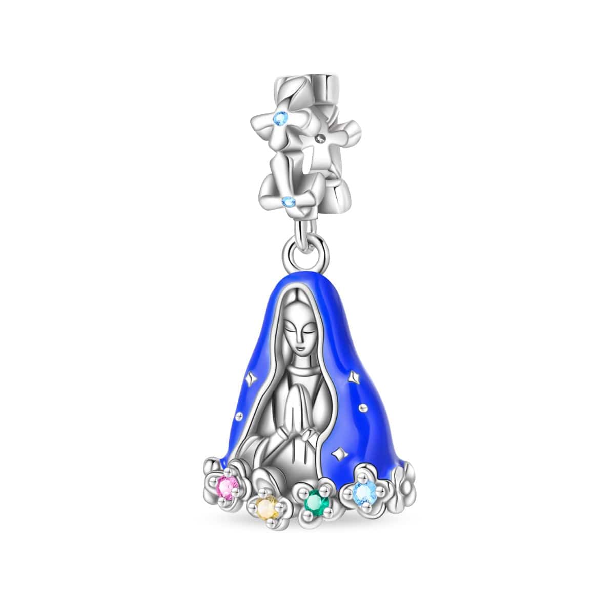 Amarante Jewelry Madonna Charm with Colorful Gemstone Accents
