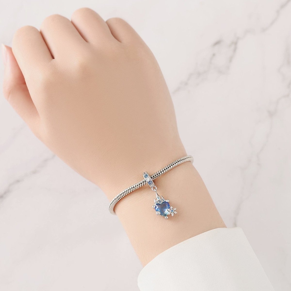 Amarante Jewelry Magical Blue Heart Castle Dangle Charm