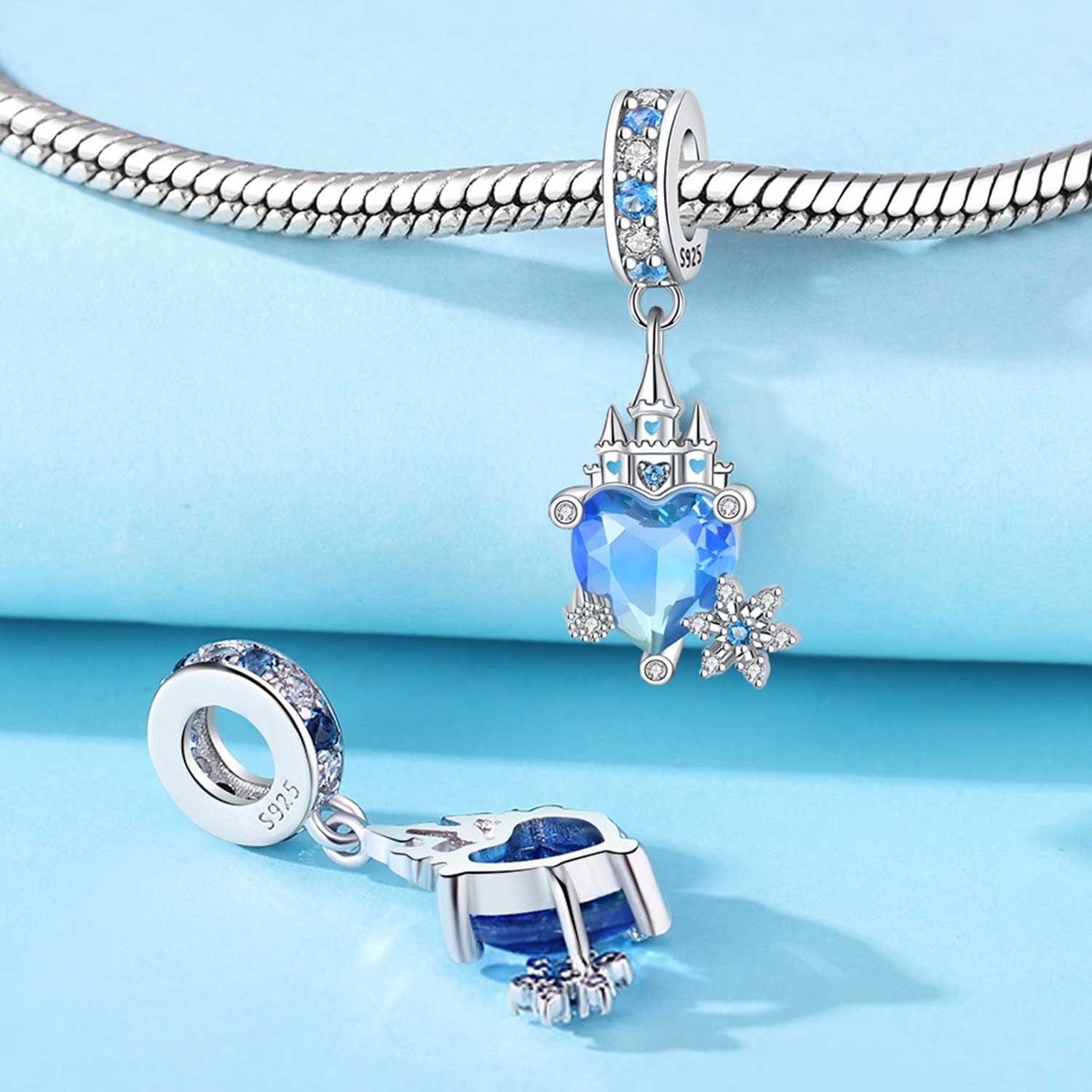 Amarante Jewelry Magical Blue Heart Castle Dangle Charm
