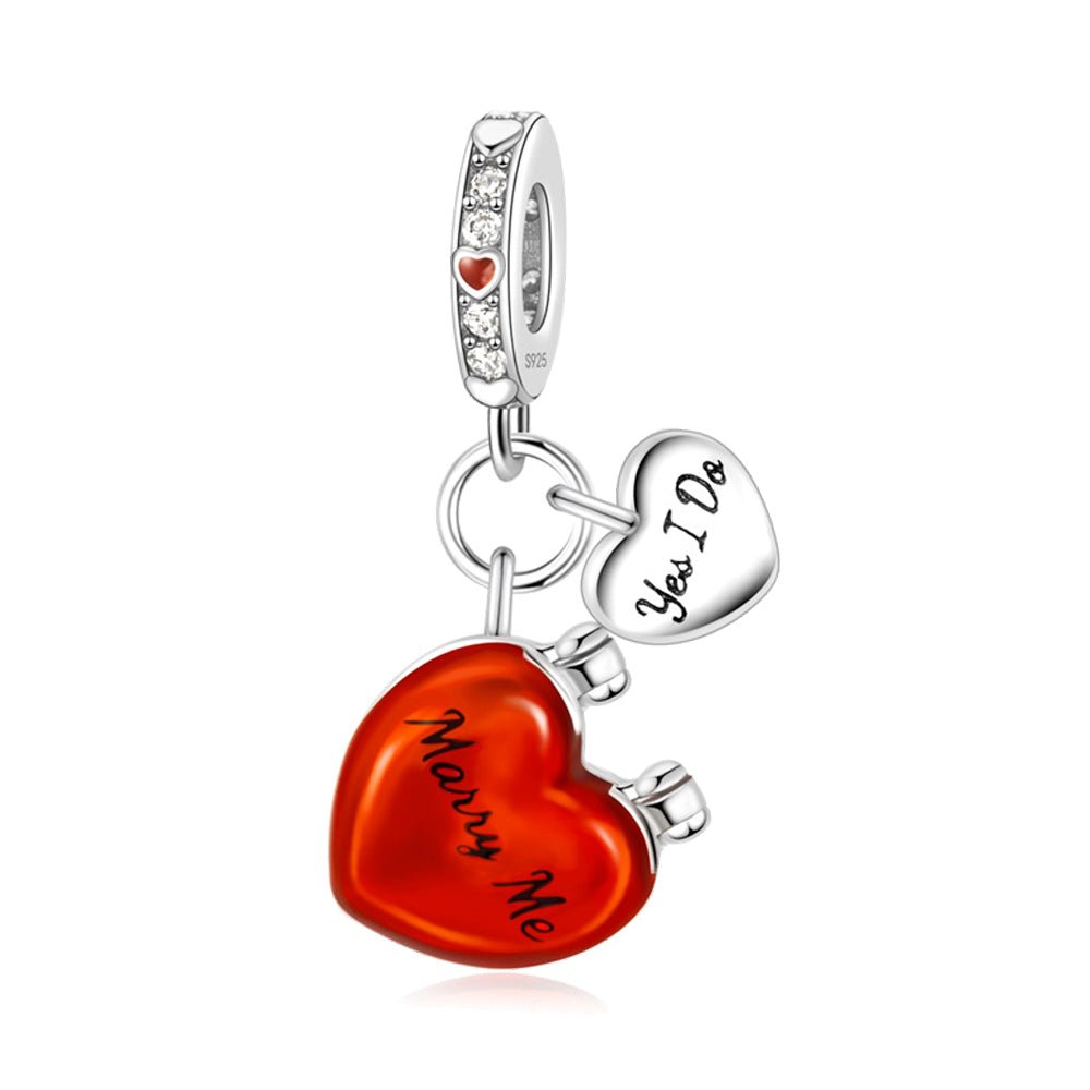 Amarante Jewelry "Marry Me" & "Yes I Do" Double Heart Proposal Dangle Charm