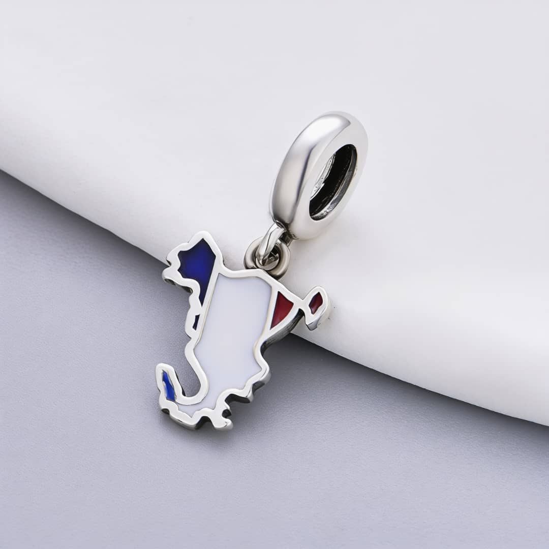 Amarante Jewelry Mayotte Island Map Flag Dangle Charm