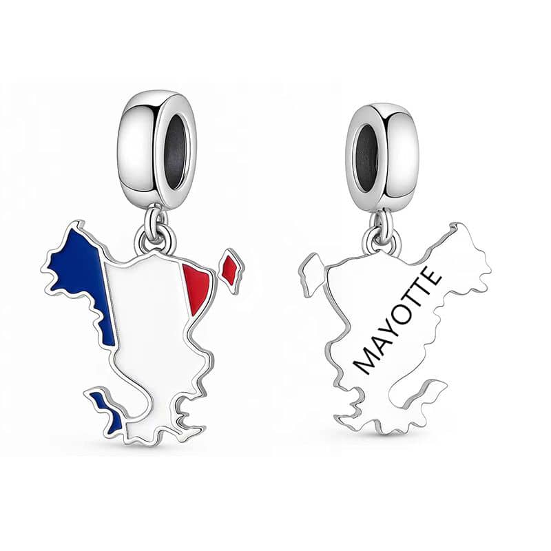 Amarante Jewelry Mayotte Island Map Flag Dangle Charm