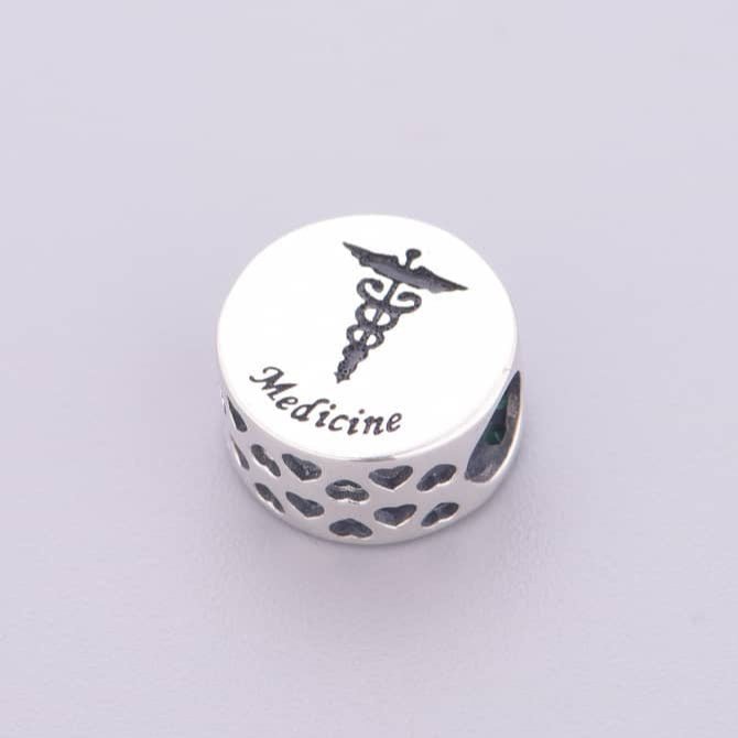 Amarante Jewelry Medicine Symbol with Green Crystal Charm