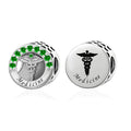 Amarante Jewelry Medicine Symbol with Green Crystal Charm
