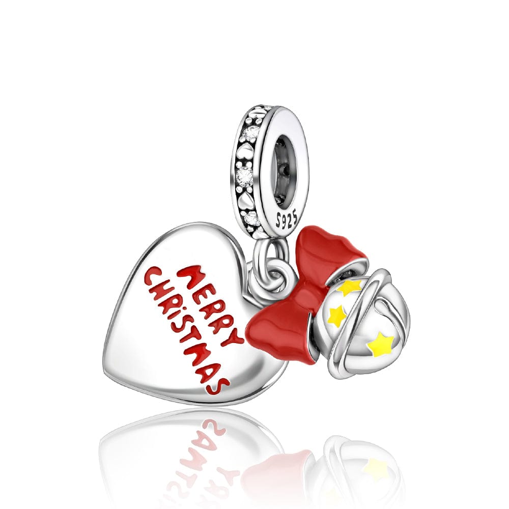 Amarante Jewelry Merry Christmas Heart Charm with Festive Bell