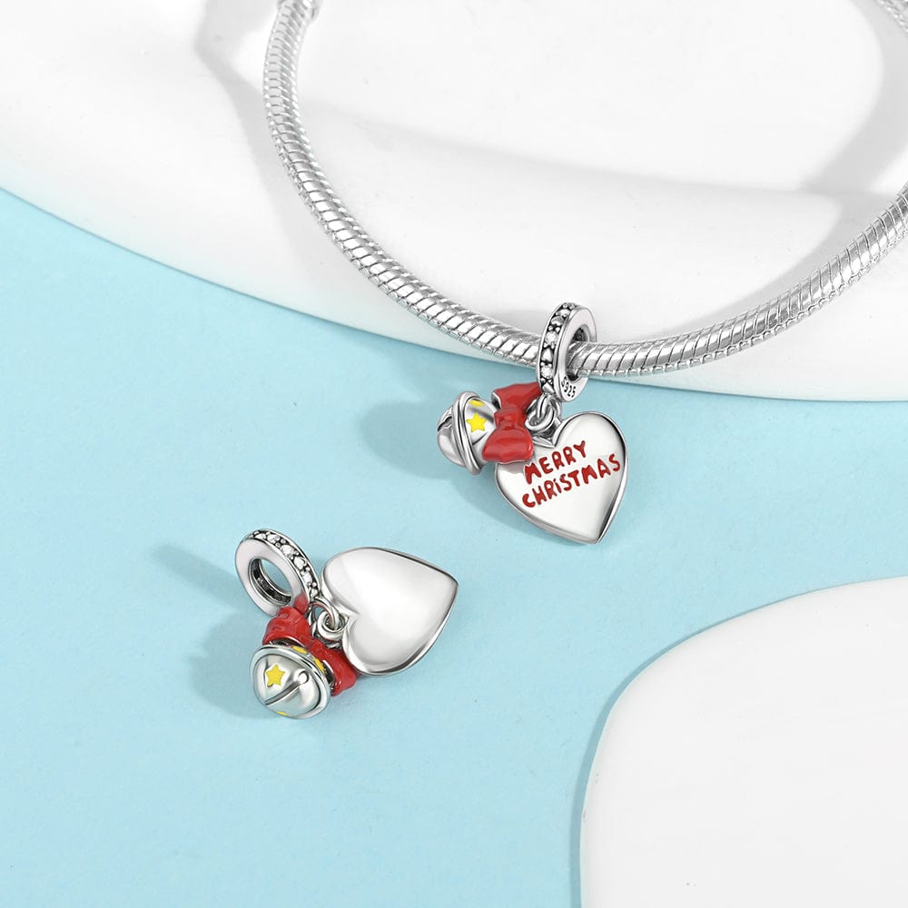 Amarante Jewelry Merry Christmas Heart Charm with Festive Bell