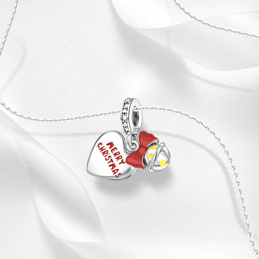 Amarante Jewelry Merry Christmas Heart Charm with Festive Bell