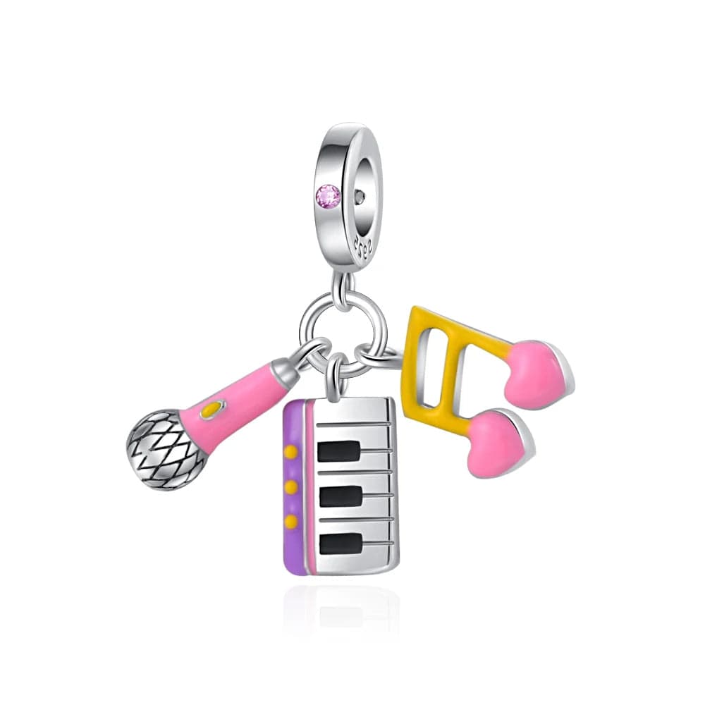 Amarante Jewelry Microphone Piano and Note Music Triple Dangle Charm
