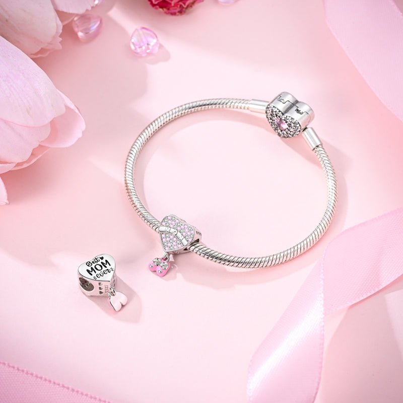Amarante Jewelry Mom's Love Heart & Baby Shoes Dangle Charm