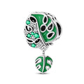 Amarante Jewelry Monstera Leaf & Green Crystal Dangle Charm