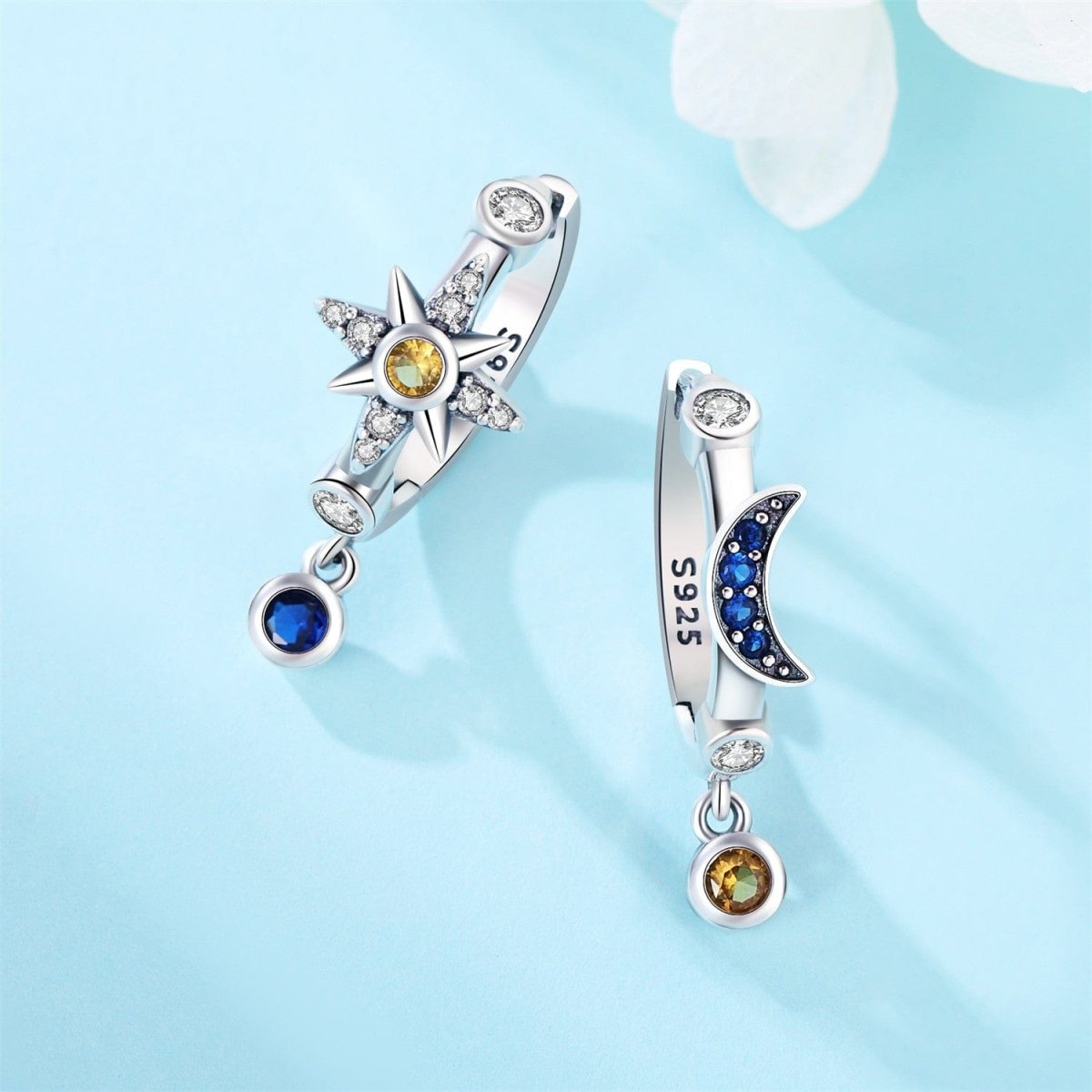 Amarante Jewelry Moon & Star Celestial Charm Hoops