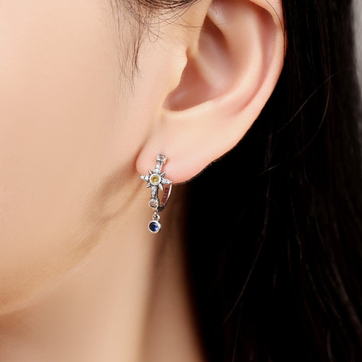 Amarante Jewelry Moon & Star Celestial Charm Hoops