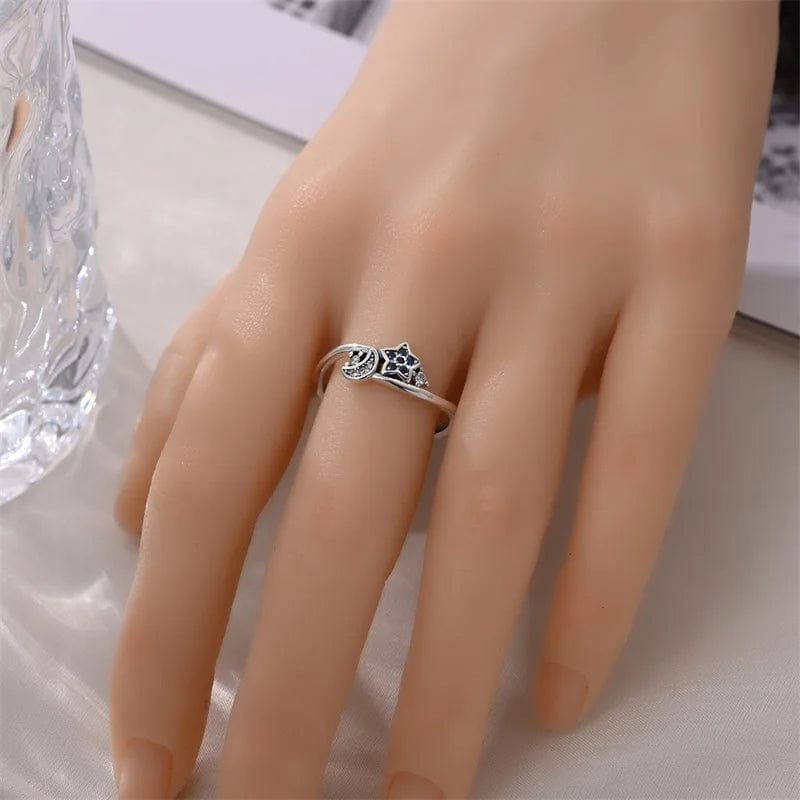 Amarante Jewelry Moon & Star Crystal Ring