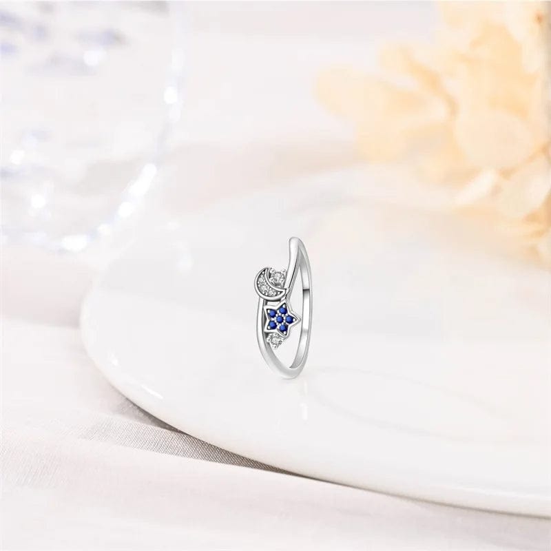 Amarante Jewelry Moon & Star Crystal Ring