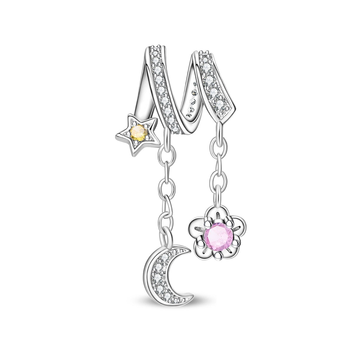 Amarante Jewelry Moon, Star & Flower Dangle Charm