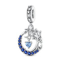 Amarante Jewelry Moon & Tree of Life with Blue Heart Dangle Charm