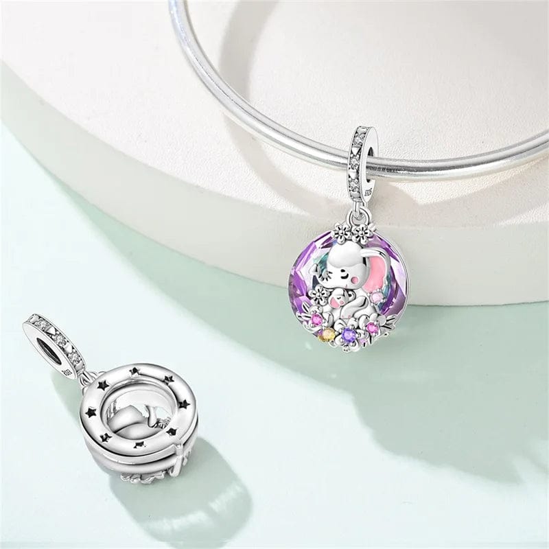Amarante Jewelry Mother & Baby Elephant Crystal Dangle Charm