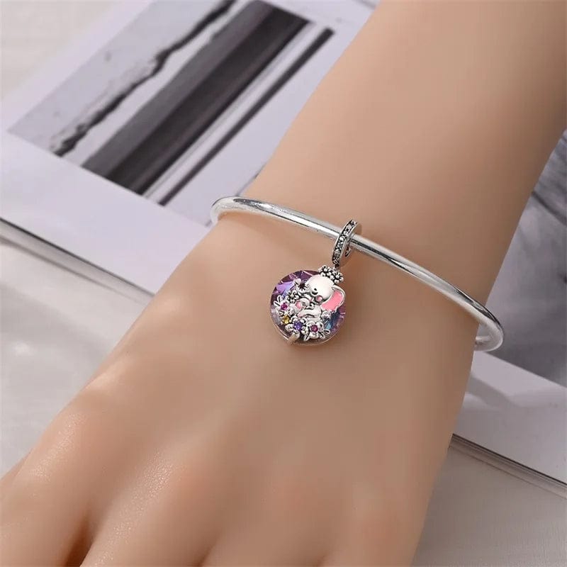 Amarante Jewelry Mother & Baby Elephant Crystal Dangle Charm