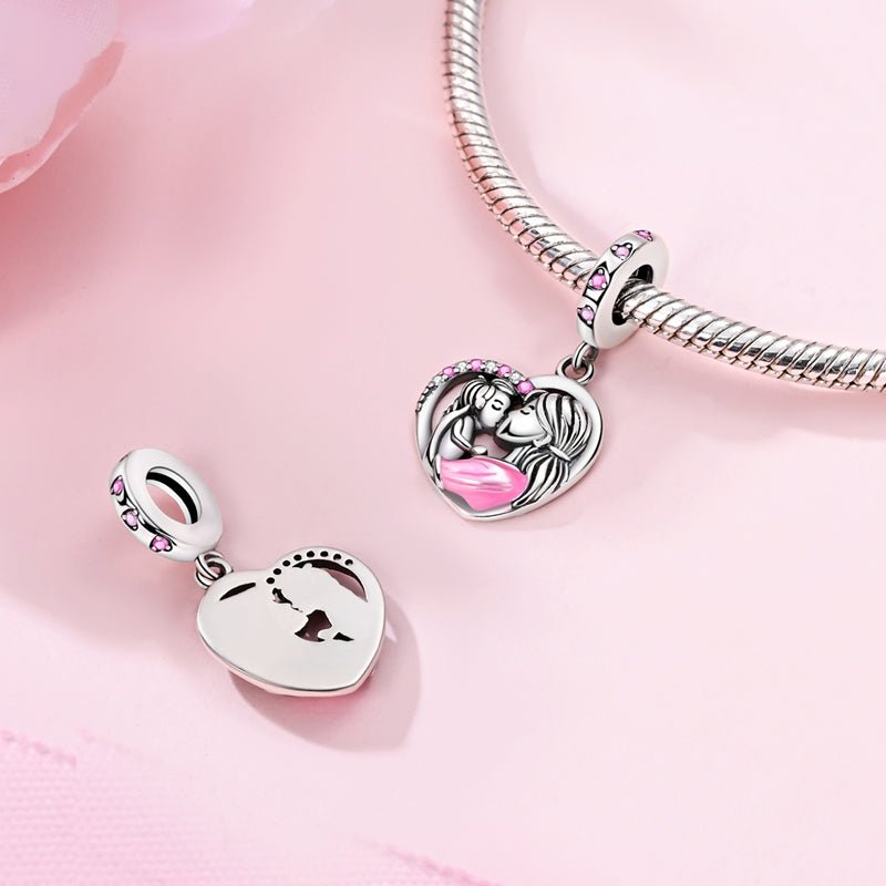 Amarante Jewelry Mother & Daughter Love Heart Dangle Charm
