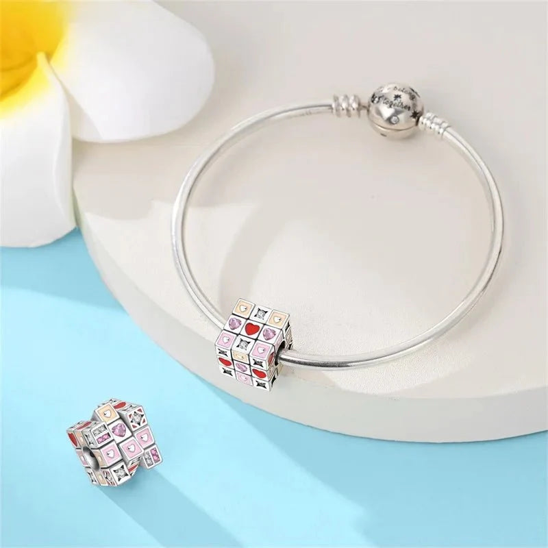 Amarante Jewelry Moveable Love Puzzle Cube Charm