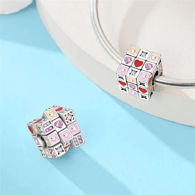 Amarante Jewelry Moveable Love Puzzle Cube Charm