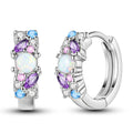 Amarante Jewelry Multicolor Gemstone & Opal Hoop Earrings with Sparkling Crystals