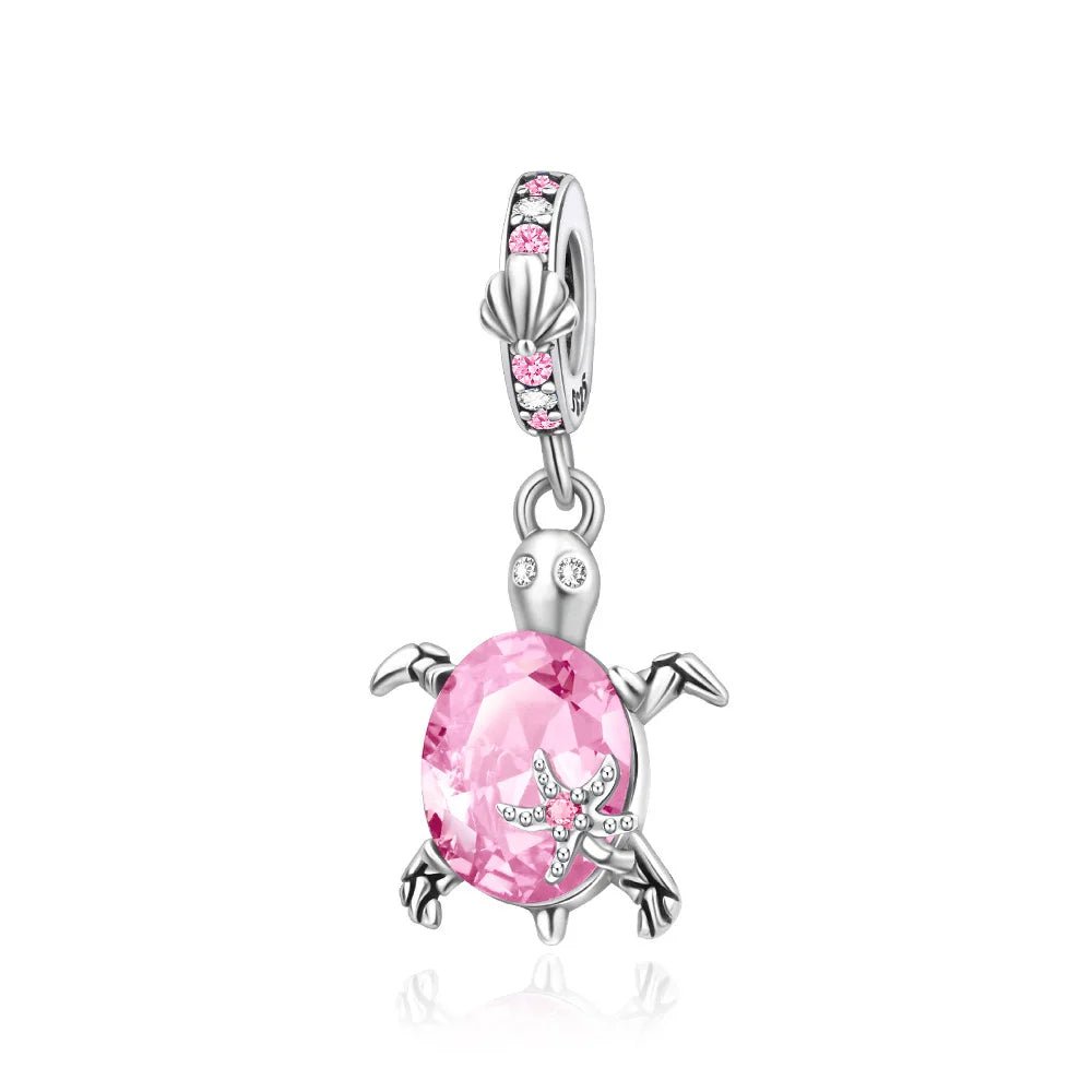 Amarante Jewelry Murano Glass Pink Sea Turtle Dangle Charm
