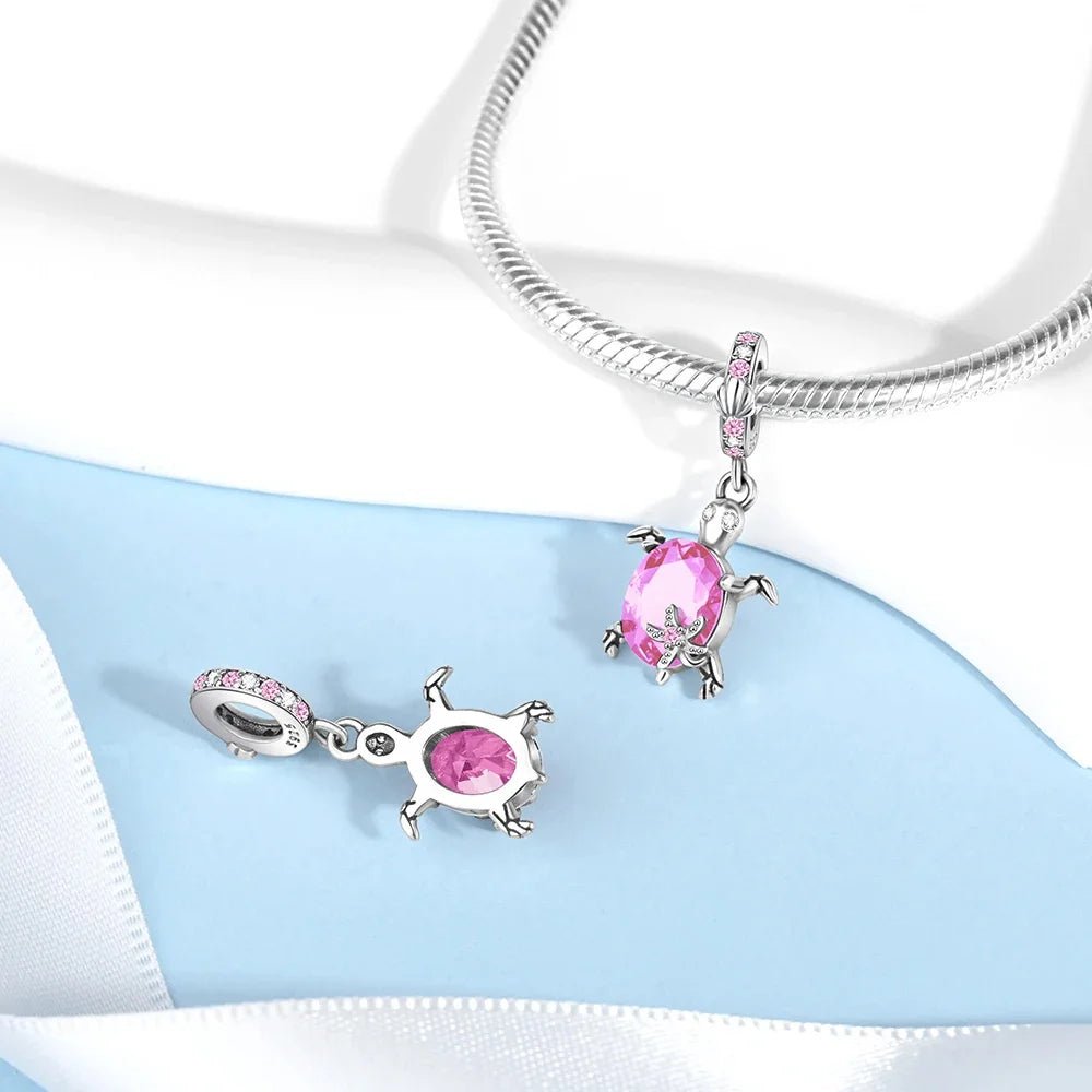 Amarante Jewelry Murano Glass Pink Sea Turtle Dangle Charm