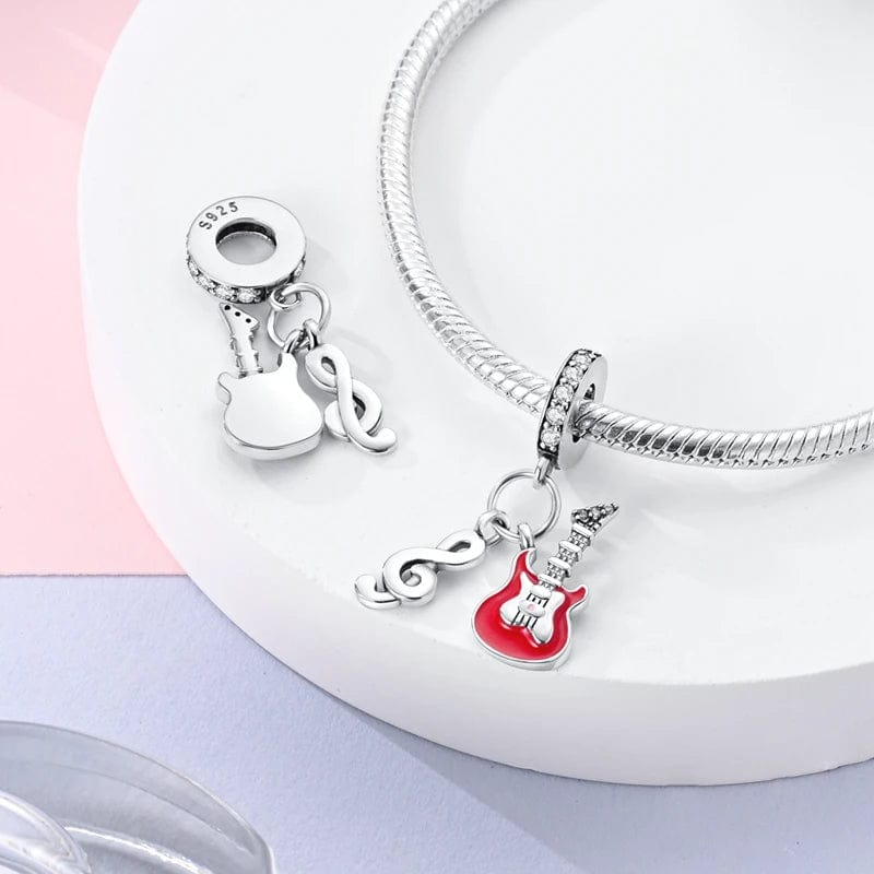 Amarante Jewelry Musical Note & Red Guittar Dangle Charm