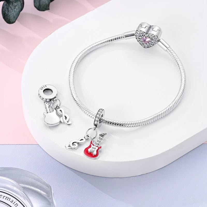 Amarante Jewelry Musical Note & Red Guittar Dangle Charm