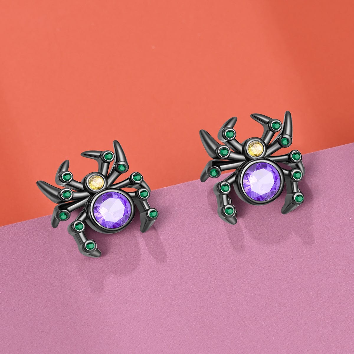 Amarante Jewelry Mystic Spider Earrings with Purple and Green Gemstones